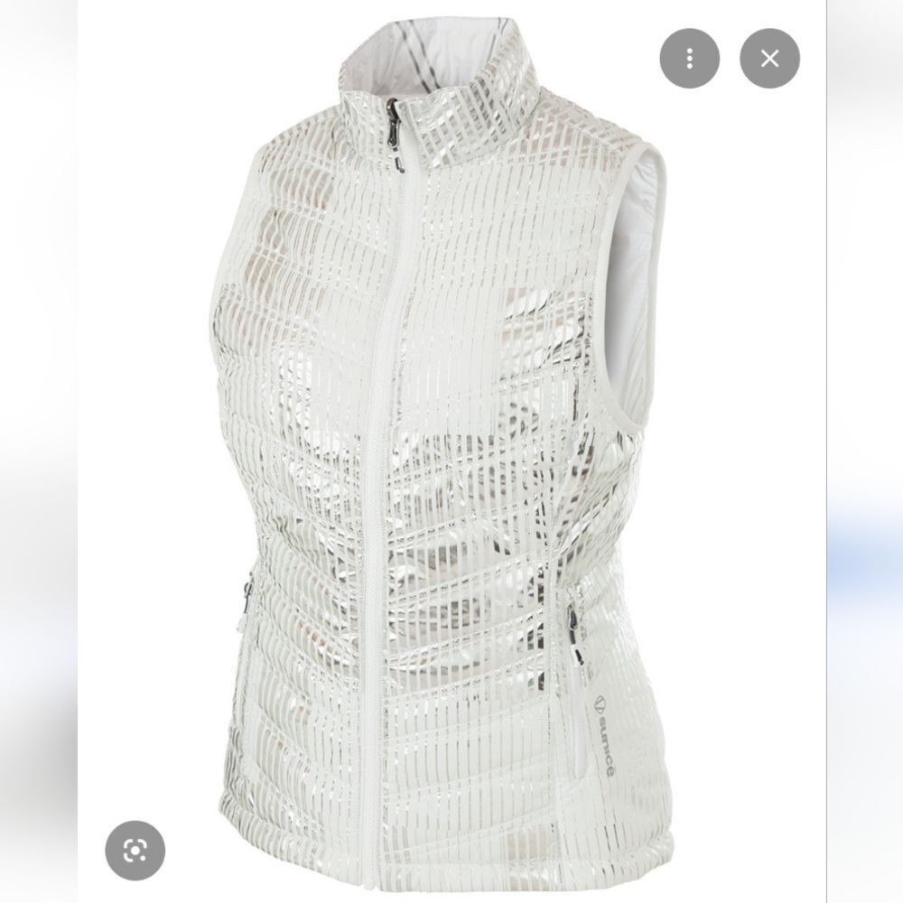 Sunice Maci Metallic Silver Reversible Packable Puffer Golf Vest